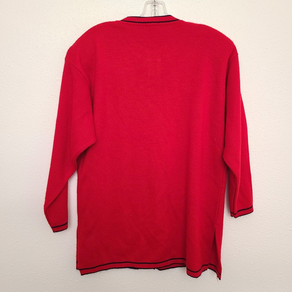 Vintage Triko XL Preppy Red Cardigan Embroidered Crest Old Money New England - Picture 4 of 12